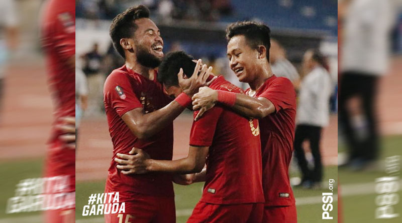 Selebrasi pemain timnas U-22 usai mengalahkan Myanmar (dok. twitter @PSSI)